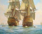 杰夫 亨特 : Victory races Temeraire for the enemy line, Trafalgar, 21st October 1805